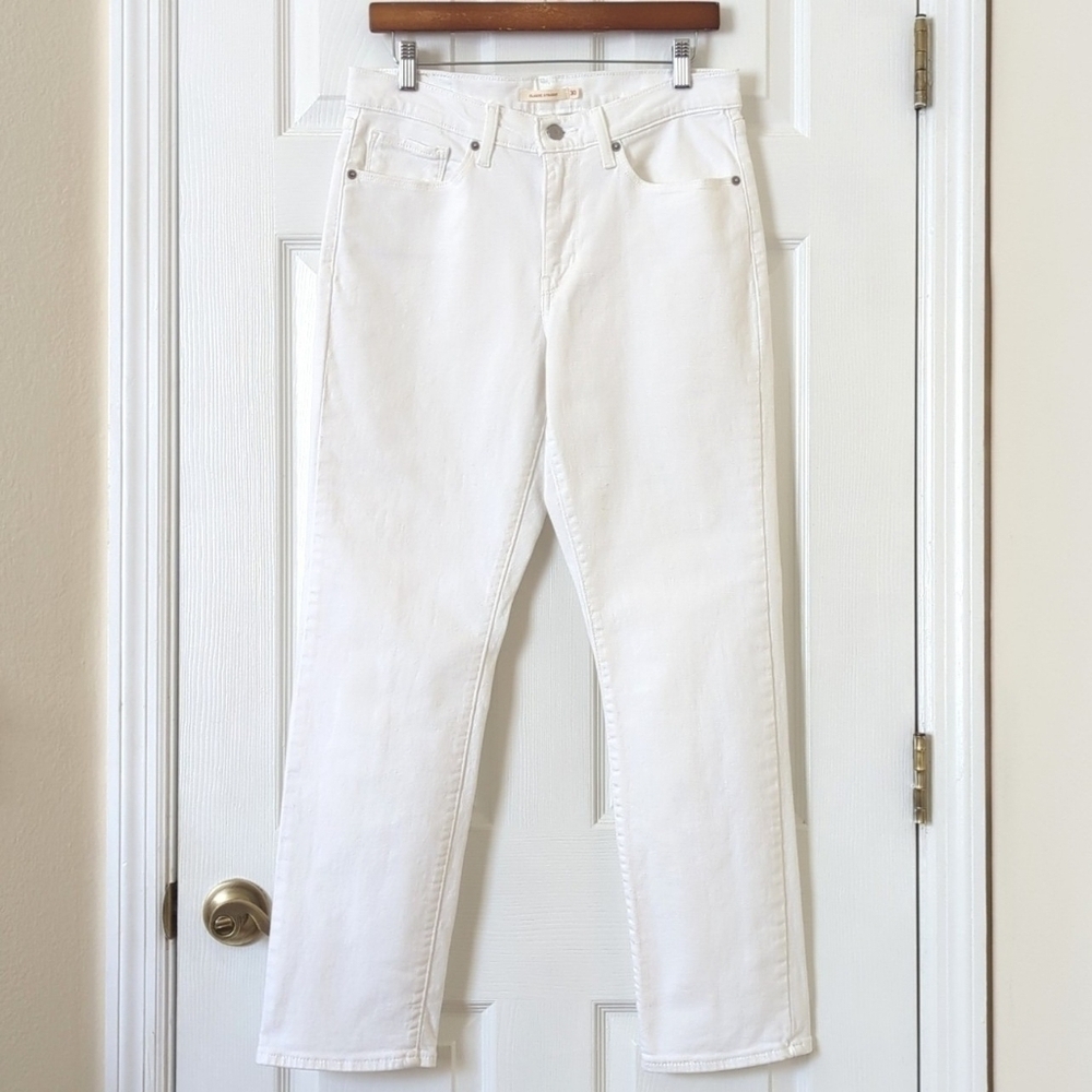 Levi's Classic High Waisted Slim Fit Straight Leg Jeans Simply White 30